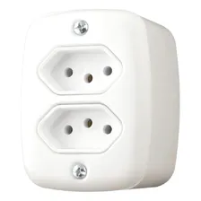 Tomada Dupla Sobrepor Sistema X 20a Com Caixa Externa Pluzie Cor Branco Foto mini 1