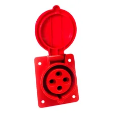 Tomada Embutir Industrial 32a 3p+t 380v Ip44 6h Vermelho Foto mini 1