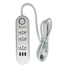 Tomada Extensão Com 3 ConexÔes Universais E 3 Usb Foto mini 1