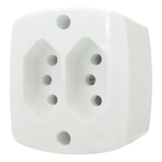 Tomada Externa Ilumi 2 Polos +terra Dupla 10a Branca 16518 Foto 1