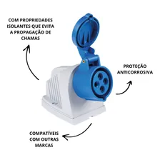 Tomada Industrial Sobrepor 3p+t 32a 220-250v 9h Tramontina Cor Tomada Sobrepor azul Foto mini 4