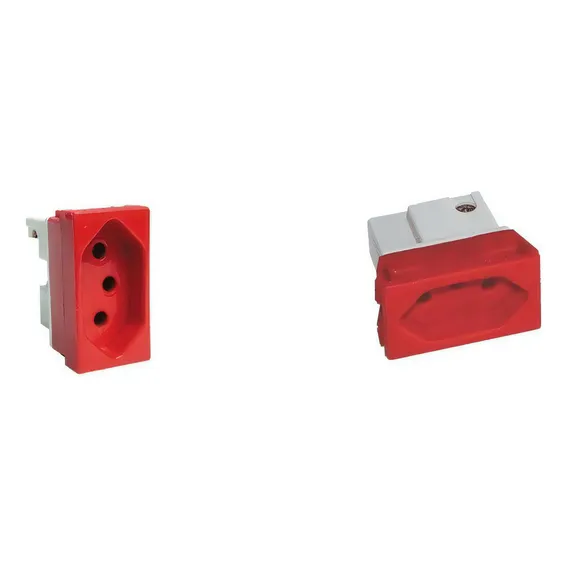 Tomada Modulo 2p+t 10a 250v Vermelha Stella Steck 868060vm Foto 1