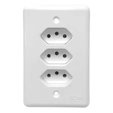 Tomada Monobloco Tripla 10a/250v Stylus Ilumi Cor Branco Foto mini 1