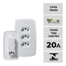 Tomada Monobloco Tripla 20a Pluzie 4x2 Tomada Facil Cor Branco Foto mini  2