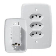 Tomada Monobloco Tripla 20a Pluzie 4x2 Tomada Facil Cor Branco Foto  mini 1