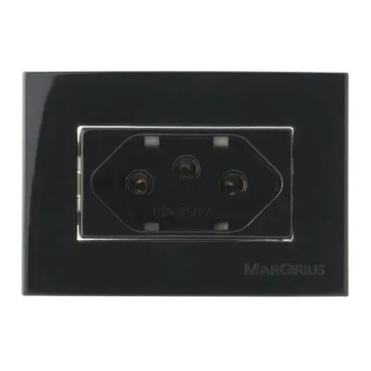 Tomada P/ Moveis Margirius 2p+t Preta 10a 250v Nbr 14136 Cor Preto Foto 1
