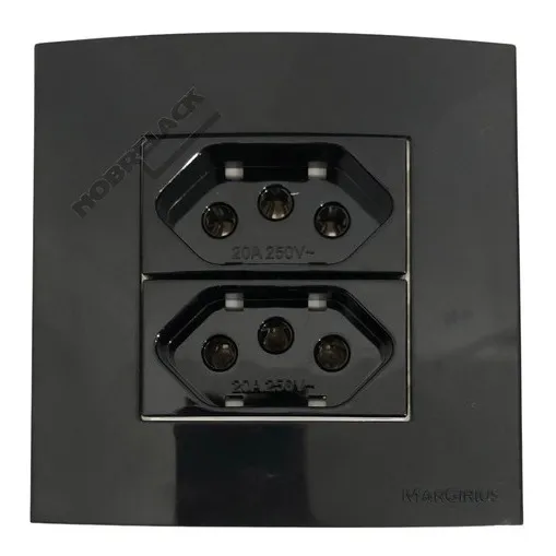 Tomada Para M贸vel Dupla De Embutir 20a Margirius 3 Cores Cor Preto Foto 1