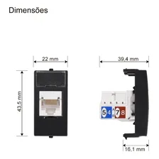 Tomada Para Rede De Informática Rj45 Cat5e Preto Fosco Foto mini 4