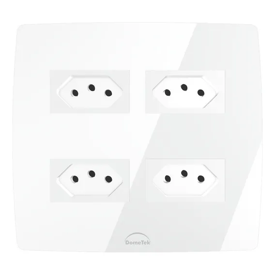 Tomada Quadrupla 10a 4x4 Dometek Cor Branco Foto 1