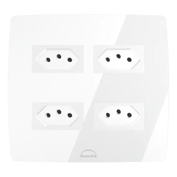 Tomada Quadrupla 4x4 Dometek Cor Branco 20a Foto 1