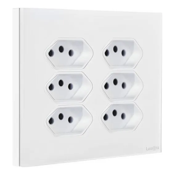 Tomada Sextupla 4x4 Lumenx Cor Branco 10a Foto 1