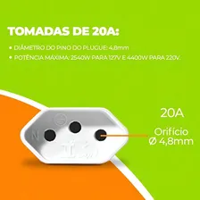 Tomada Simples Branca Ideale 20a - Pluzie Cor Branco Foto mini 4