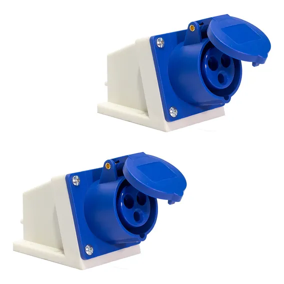 Tomada Sobrepor Industrial 16a 220240v 2p+t 6h Ip44 02 Pçs Foto 1
