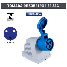 Tomada Sobrepor Industrial 2p+t 32a 220-250v 6h Tramontina Cor Tomada Sobrepor Industrial 32a AZUL Foto mini 4