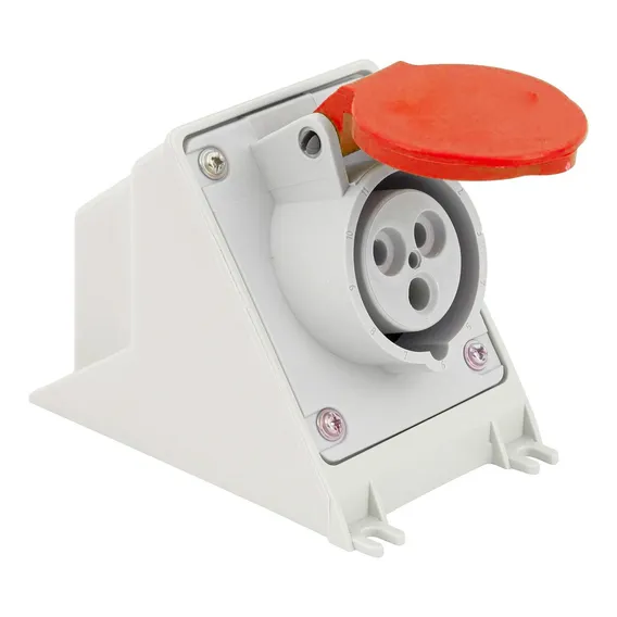 Tomada Sobrepor Newkon 2p+t 32a 380/440v 9h Ip44 N3209 Steck Cor Vermelho Foto 1