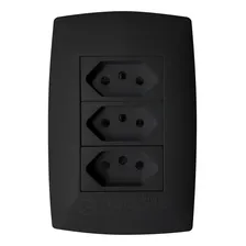 Tomada Tripla 10a C/ Placa 4x2 Grafite Fosco Black Home Blux Foto  mini 1