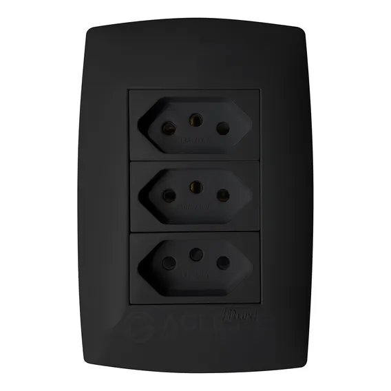 Tomada Tripla 10a C/ Placa 4x2 Grafite Fosco Black Home Blux Foto 1