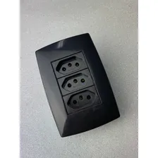 Tomada Tripla 10a C/ Placa 4x2 Grafite Fosco Black Home Blux Foto mini  2