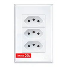 Tomada Tripla Fame Evidence 2p+t 20a Com Placa Branco 4x2 Foto mini 1