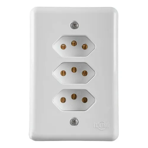 Tomada Tripla Monobloco 10a Ilumi (fácil ) - Cor Branco Foto 1