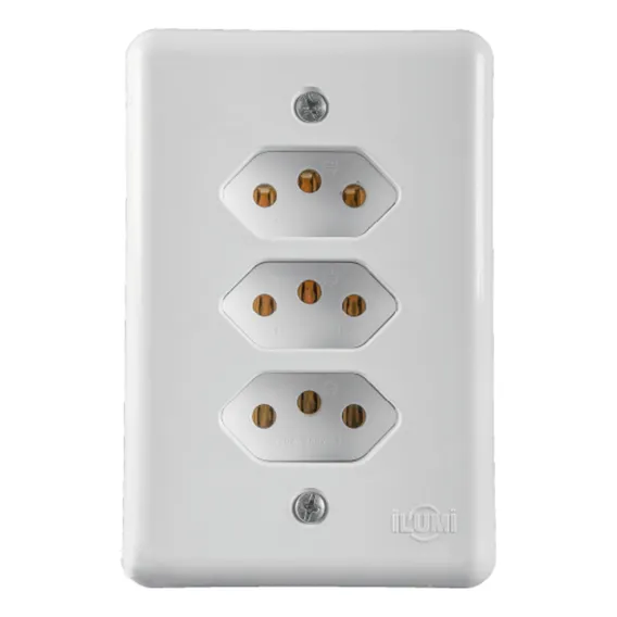 Tomada Tripla Monobloco 20a Stylus Ilumi Fácil Cor Branco Foto 1
