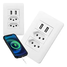 Tomada Usb Dupla 2 Entradas Carregar Celular Tablet Tomadas Cor Branco Foto mini  2