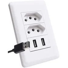 Tomada Usb Duplo De Parede iPhone 7 Galaxy J5 J7 Cor Branco Foto mini 1
