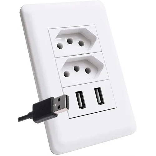 Tomada Usb Duplo De Parede iPhone 7 Galaxy J5 J7 Cor Branco Foto 1