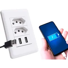 Tomada Usb Duplo De Parede iPhone 7 Galaxy J5 J7 Cor Branco Foto mini 4