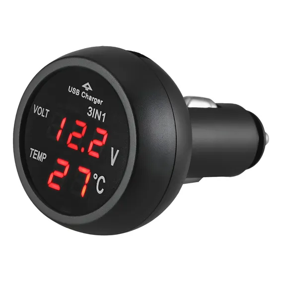 Tomada Usb Veicular C/ Medidor De Bateria E Temperatura 2018 Cor Vermelho Foto 1