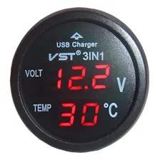 Tomada Usb Veicular C/ Medidor De Bateria E Temperatura 2018 Cor Vermelho Foto mini 3