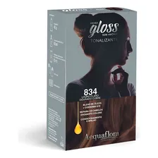 Tonalizante Acquaflora Tonalizante Kit Tonalizante Hidra Gloss Acquaflora Louro Escuro tom 834 louro claro dourado cobre para cabelo x 270g Foto  mini 1