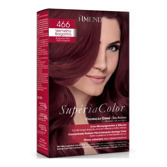 Tonalizante Amend Supéria Color Tinta Sem Amônia Todas Cores Tom 466 ? Vermelho Borgonha Foto 1
