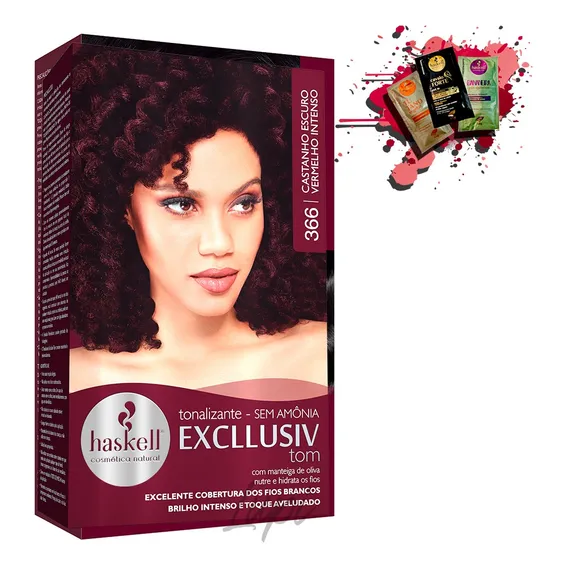 Tonalizante Haskell Excllusiv Tom Tom 366 castanho escuro vermelho intenso Foto 1