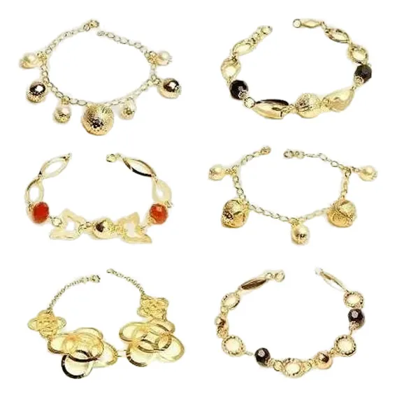Top Kit 10 Pulseiras Atacado Folheada A Ouro 17k Comprimento 18 Cm Diâmetro 18 Cm Foto 1