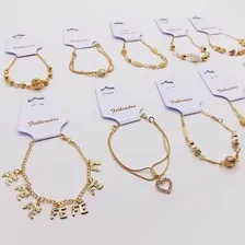 Top Kit 10 Pulseiras Atacado Folheada A Ouro 17k Comprimento 18 Cm Diâmetro 18 Cm Foto mini  3