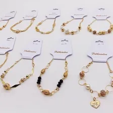 Top Kit 10 Pulseiras Atacado Folheada A Ouro 17k Comprimento 18 Cm Diâmetro 18 Cm Foto mini 4