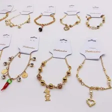 Top Kit 10 Pulseiras Atacado Folheada A Ouro 17k Comprimento 18 Cm Diâmetro 18 Cm Foto mini  2