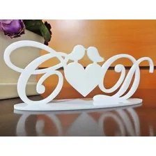 Topo Bolo Casamento Personal Monograma Iniciais Coração Foto mini 1