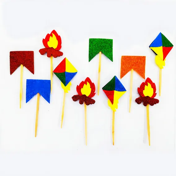 Topo Bolo Doces Festa Junina Apliques Enfeite De Mesa Kit 10 Foto 1
