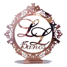 Topo Bolo Personalizado AcrÃlico Espelhado Rosê Gold 15x15 Topo De Bolo Foto mini 1