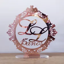 Topo Bolo Personalizado AcrÃlico Espelhado Rosê Gold 15x15 Topo De Bolo Foto mini 2