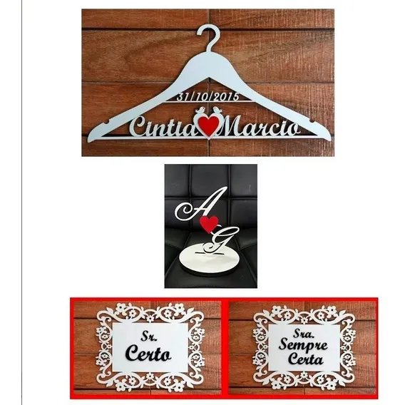 Topo De Bolo Casamento, Cabide, Placas Para Cadeira Foto 1