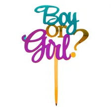 Topo De Bolo Chá Revelação Boy Or Girl Topper De Bolo Cor Sortida Topo Bolo Chá Revelação Foto  mini 1
