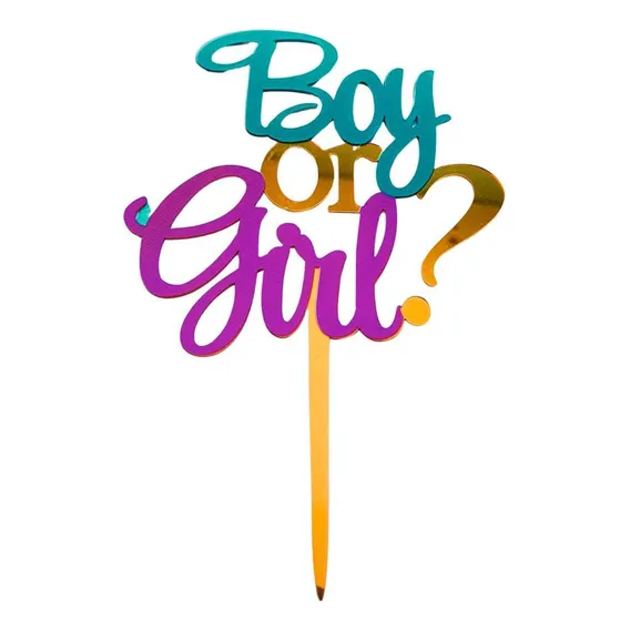 Topo De Bolo Chá Revelação Boy Or Girl Topper De Bolo Cor Sortida Topo Bolo Chá Revelação Foto 1