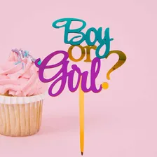 Topo De Bolo Chá Revelação Boy Or Girl Topper De Bolo Cor Sortida Topo Bolo Chá Revelação Foto mini  2
