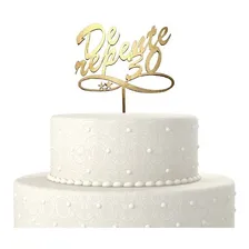 Topo De Bolo Decoração De Repente 30 Anos Dourado Full Foto mini 2