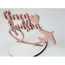 Topo De Bolo Em Mdf Rose Nome Dos Noivos Casamento Coração Foto mini 3