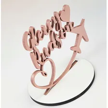 Topo De Bolo Em Mdf Rose Nome Dos Noivos Casamento Coração Foto mini 1