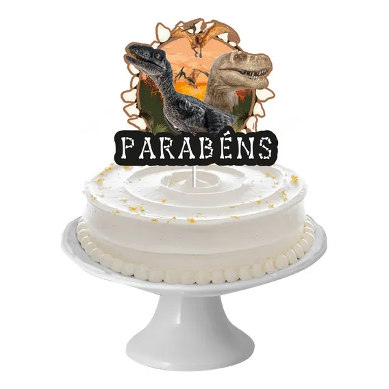 Topo Topper Decoração Bolo Festa Dinossauro Foto 1